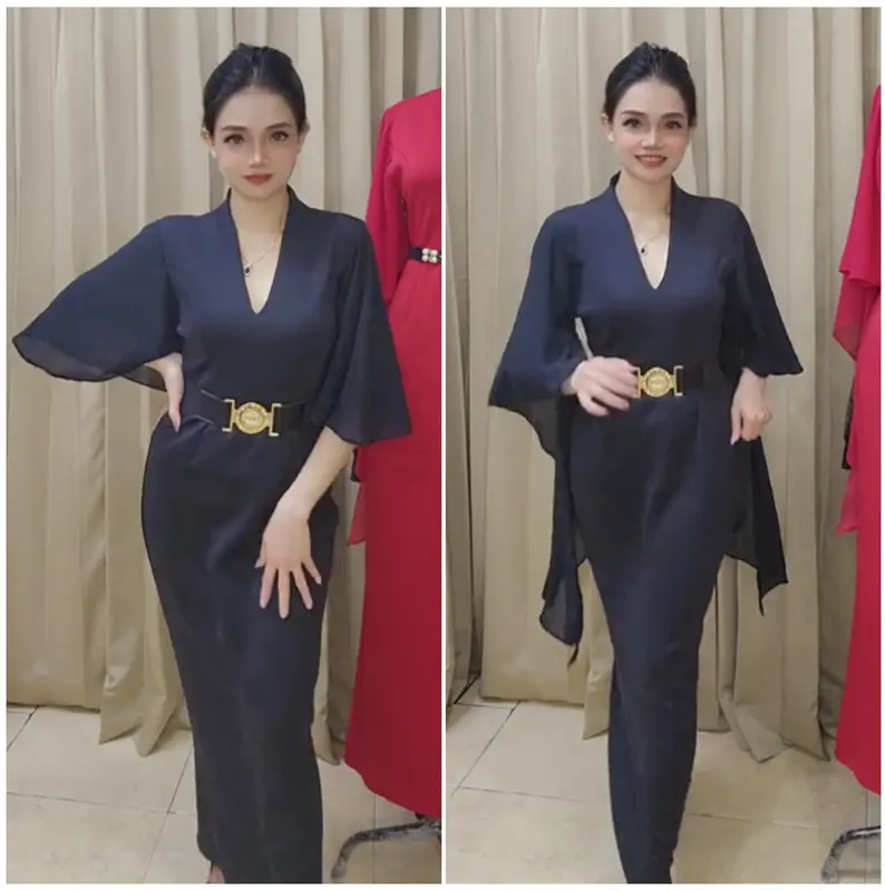 LooWear Bodycon Long Dress Butik Wanita Kondangan Casual Formal Vintage Premium Bangkok Terbaru Scuba Lembut Nyaman Panjang Simple 0