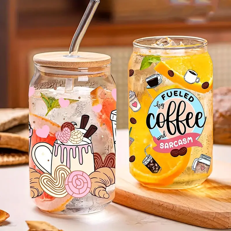 Cartoon Animal Pattern Cup Wraps, Waterproof Self-adhesive Transfer Sticker, DIY Decoration Supplies for Glass Jar Water Bottle Cup 7