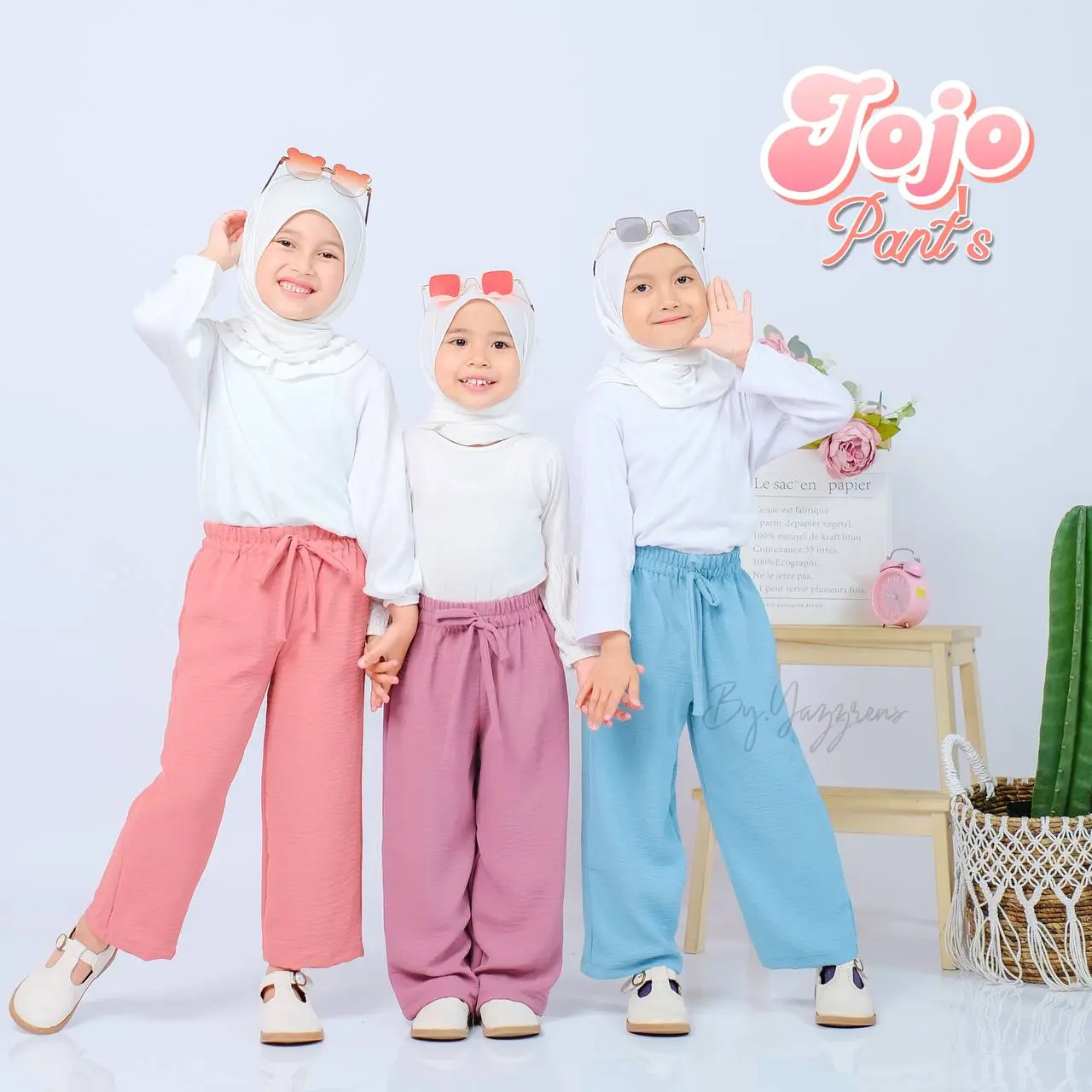 jojo Pants kulot anak 2-10y celana polos anak Polos Santai Pinggang Tinggi