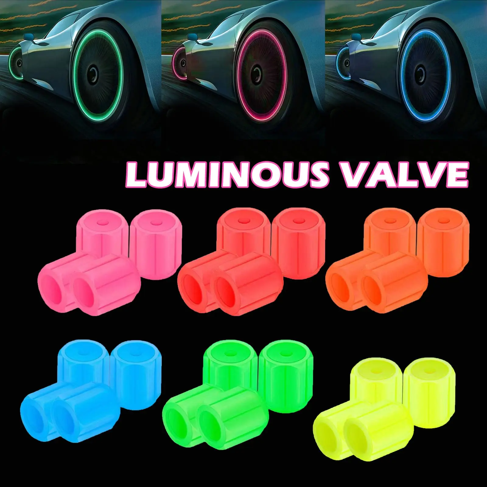 4/8pcs Light-emitting Cap Valve For Automobile All-in-one Valve Luminous Luminous Valve Cap For Bicycle Motorcycle