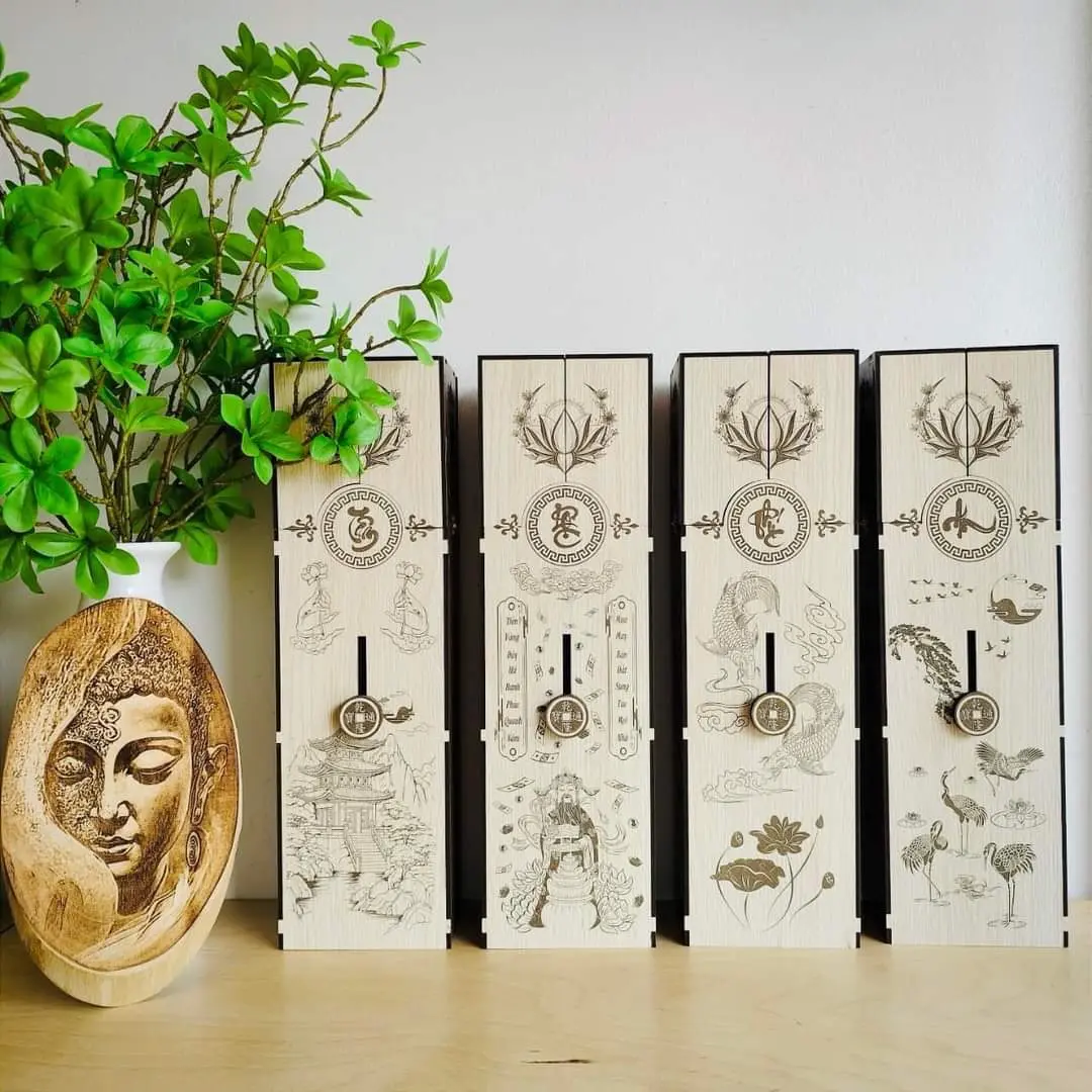 Hộp nhang gỗ DECOR phong thuỷ chùa tiểu