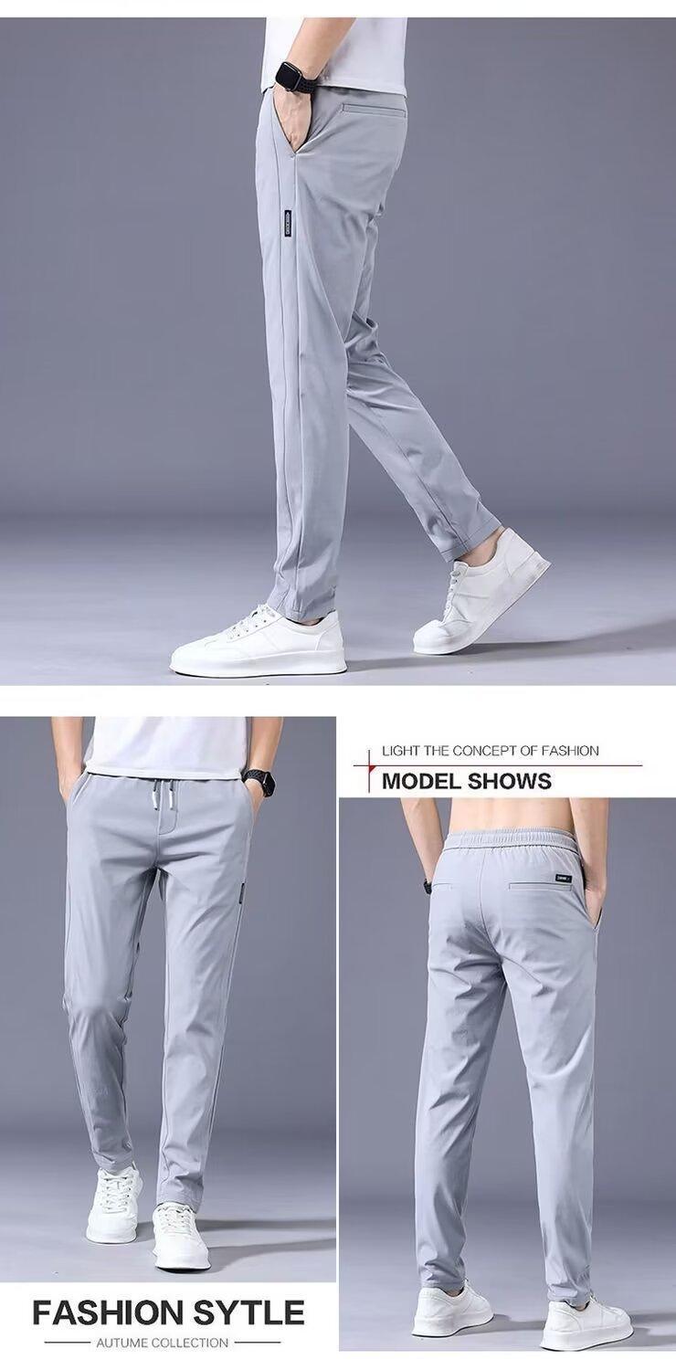 Product Introduction of Quần Dài Lụa Lạnh Mỏng Và Thoáng Khí, Trang Phục Mùa Hè, Dành Cho Nam Giới, Thời Trang Thường Ngày Dễ Phối Đồ Độ Đàn Hồi Cao, Quần Ống Đứng Ôm Sát, [Thanh Toán Khi Nhận Hàng & Hàng Có Sẵn] 26