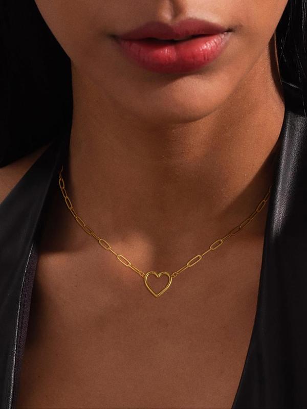 Women's Elegant Heart Design Pendant Necklace, Exquisite Trendy Pendant Necklace, Chic Jewelry As Gift for Girlfriend 6