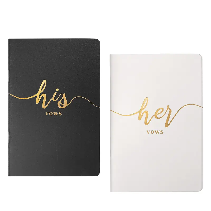 2pcs/set Wedding Vow Book, His and Hers Elegant Wedding Notebook, Gift for Bride Groom Ceremony 0