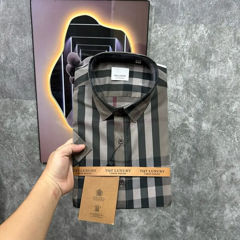 Áo Sơ Mi Sọc Xám Nam Menswear Ngắn Tay Kem Kate Pique 1