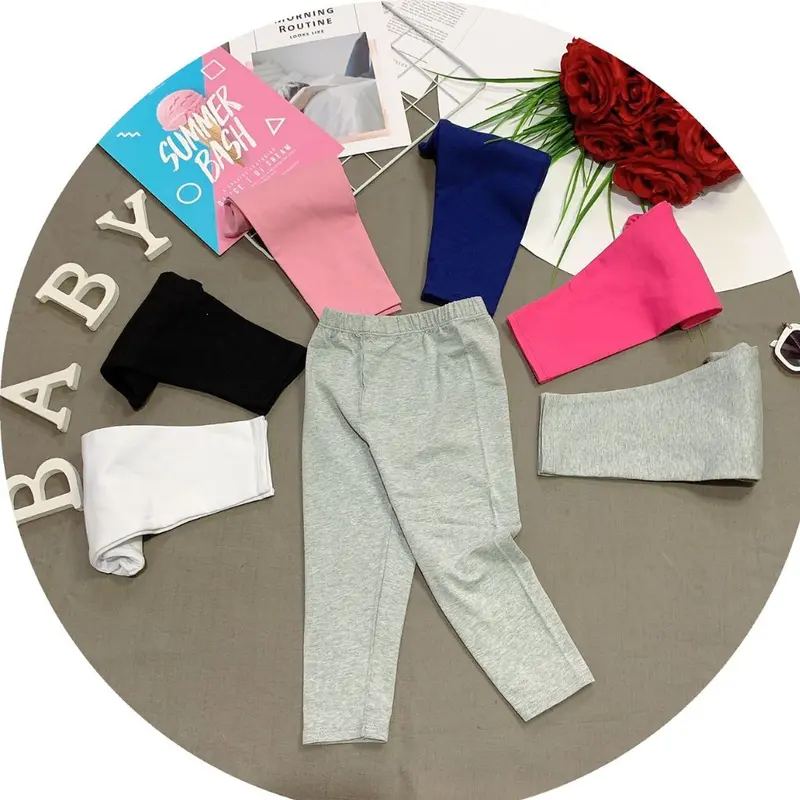 (21-41kg) Quần legging bé gái thun cotton 4 chiều chất dày dặn mềm co giãn tốt 2