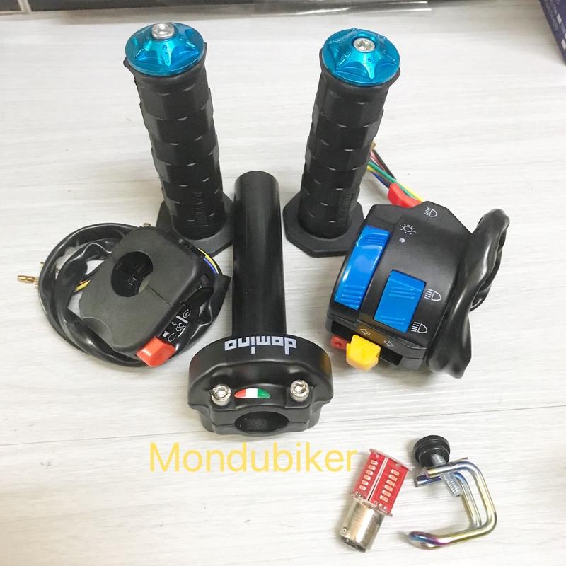 ( Tặng đèn hậu nháy  và móc U ) Combo cùm Domino & cùm công tắc FZ & bao tay Daytona và gù Salaya Phụ Kiện Phụ Tùng