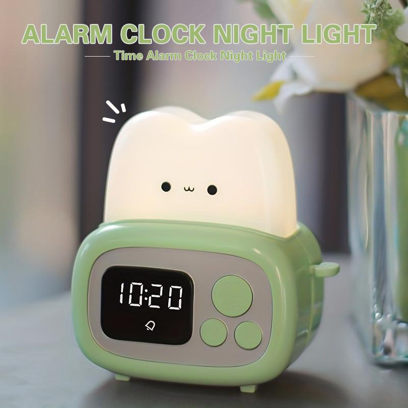 Product Introduction of Cute Cartoon Toast Design Alarm Clock, USB Reaching Desktop Night Light, Novelty Lighting for Home Bedroom Living Room 2