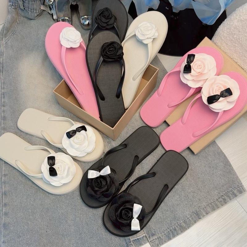 Dép Kẹp Hoa Trà hàng QC túi zip đế cao su 1cm Nữ DéP Shoes dép  đi biển