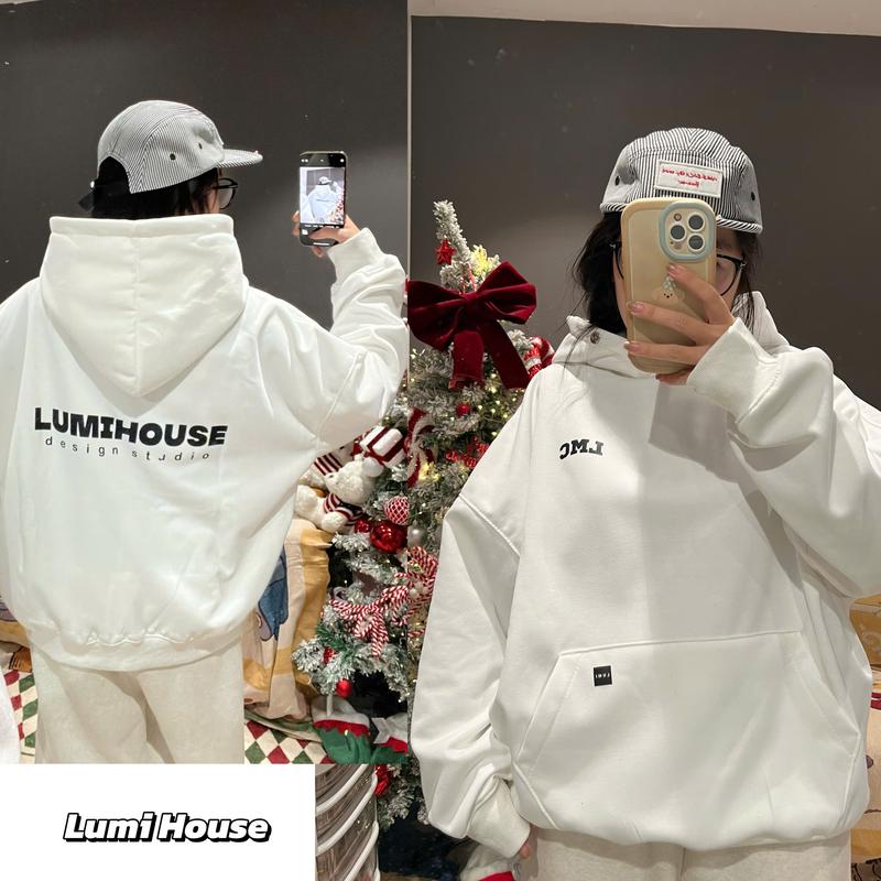 ÁO HOODIE MŨ CÚC BẤM NỈ BÔNG FORM RỘNG DÀY DẶN IN LUMIHOUSE BASIC NHIỀU PHÂN LOẠI MŨ TO HAI LỚP H2