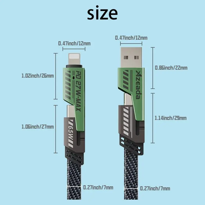 4 in 1 PD 65W Fast Charging Data Cable, Multifunctional Charging Cable Compatible with iPhone & Android, Universal Mobile Phone Accessories 1