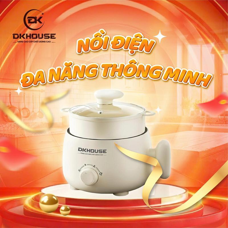 [TẶNG VỈ HẤP] Nồi Điện DKHOUSE 2.0L Đa Năng ăn lẩu, nấu , hấp , luộc - Nồi Lẩu Điện Đa Năng