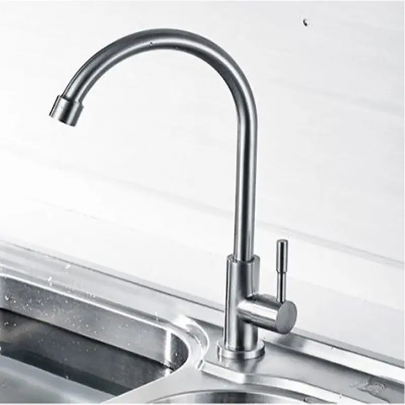 Vòi rửa chén bát 1 đường lạnh inox 304 V1 dùng cho 2 hộc chậu (chưa gồm dây cấp) 0
