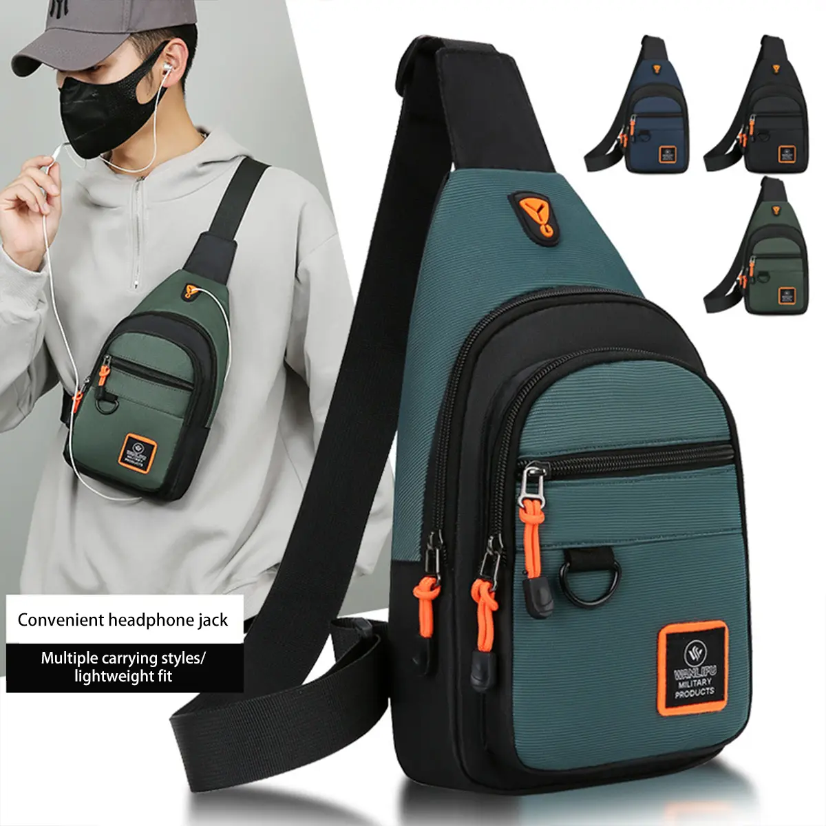 Túi đeo trước ngực kiểu dáng thời trang, đa chức năng, unisex, kích thước nhỏ, ba lô đeo chéo, túi đeo vai, túi thắt lưng, thích hợp cho nam và nữ, túi đeo chéo, hoàn hảo khi đi du lịch, thể thao