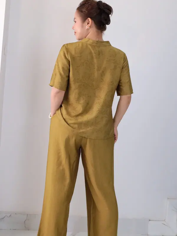 Đồ bộ trung niên, đồ bộ nữ, đồ bộ mặc nhà cho mẹ cổ cách tân chất tơ Nhật cao cấp MS69 Lanbishop 4