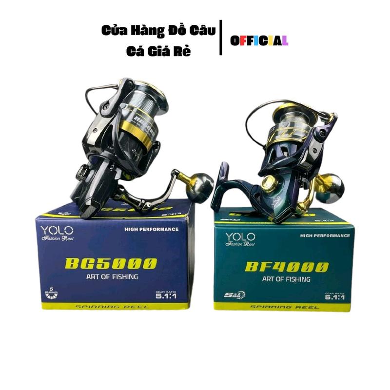 Máy Câu Cá YOLO BG - BF 3000-6000 Kim Loại Bạc Đạn 5+1 Tay Quay Núm Tròn - Đi Câu Fishing Đồng
