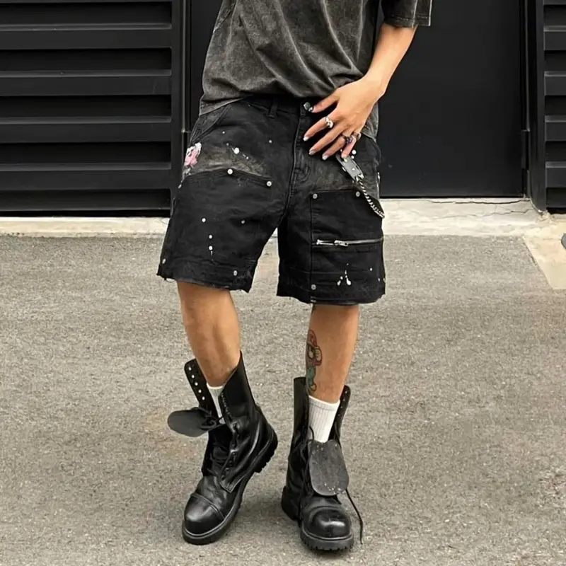 Quần Short CANVAS BLACK/GREY MIKENCO chính hãng Nam Menswear Jean Có Túi Pants 7