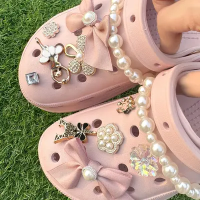 Pink Crocs With Designer Charms Croc Charms For Women Pink TikTok Shop