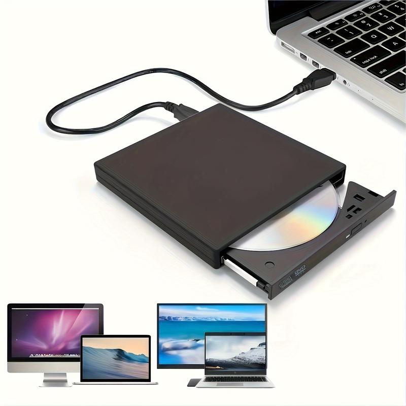 Product Introduction of External CD DVD Drive, USB 2.0 Ultra-Thin Portable External CD-RW Drive DVD-RW Burner Burner Player for Laptop Laptop Desktop Computer 2