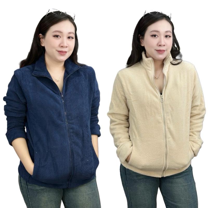 Áo khoác lông cừu cổ trụ bigsize (20041) Kem Jacket