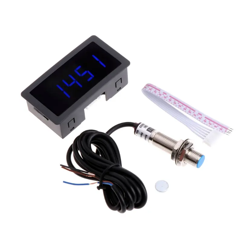 Máy Đo Tốc Độ LED Kỹ Thuật Số, 4 Kênh, Đồng Hồ Đo Tốc Độ RPM, Cảm Biến Công Tắc Tiệm Cận, 12V, 9999RPM, Thích Hợp Cho Máy Tiện, Máy Cắt, CNC, Máy Nén, Độ Chính Xác Cao 1