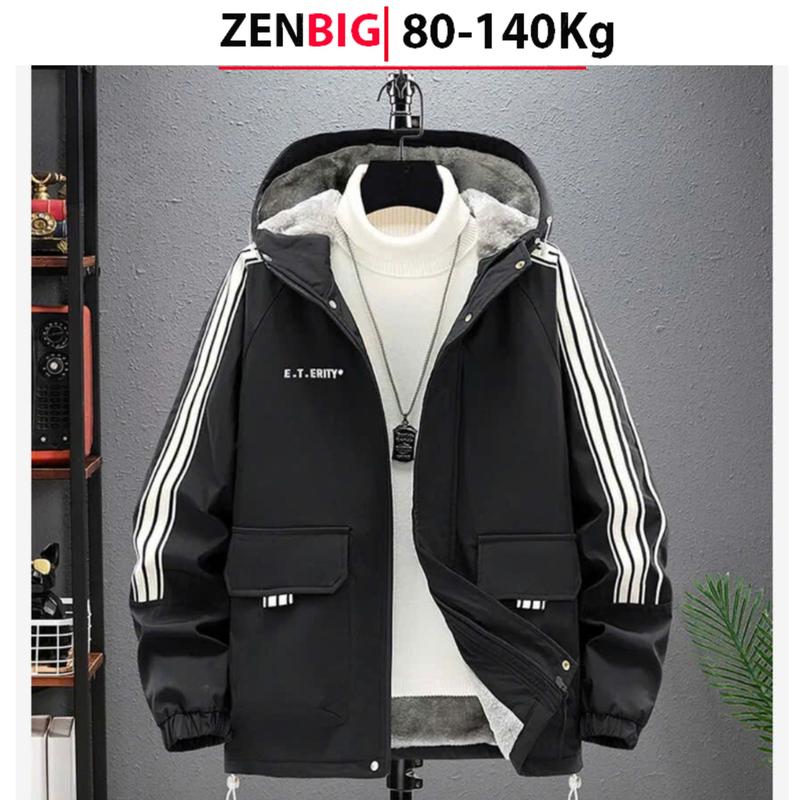 Áo Khoác Phao Lót Lông Bigsize Nam ZENBIG, Áo Khoác Nam có mũ thiết kế kiểu dáng trẻ trung dàng cho người từ 80-140kg áo phao  nam Menswear Jacket