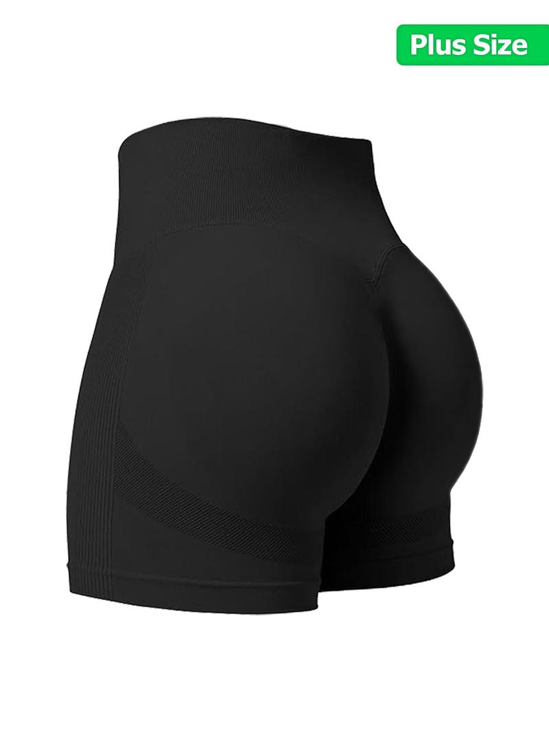 Product Introduction of Plus Size Solid Color Sports Shorts, High Stretch Butt-lifting Yoga Shorts, Ladies Sportswear for Indoor Outdoor Wear, Gymclothes 5