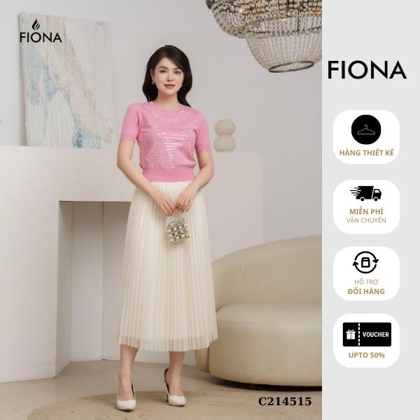  FIONA Chân váy dáng xòe dập nhăn quạt cạp chun freesize C214515 Nữ Women Voi Bo Chun Voan Đen 