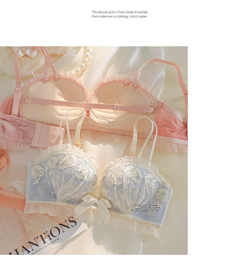 Product Introduction of Bra Lace Wireless Bra for Small Busts, Side Support, Lingerie, Comfort, Bridal, Print,  Anti-Sagging, Sweet & Sexy Design, Push-Up Bra for Women Womenswear 32