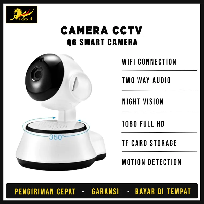 IP Smart Camera CCTV Wireless V380 Q6 Wifi HD 720p Kamera CCTV Portable Pantau Jarak Jauh 0