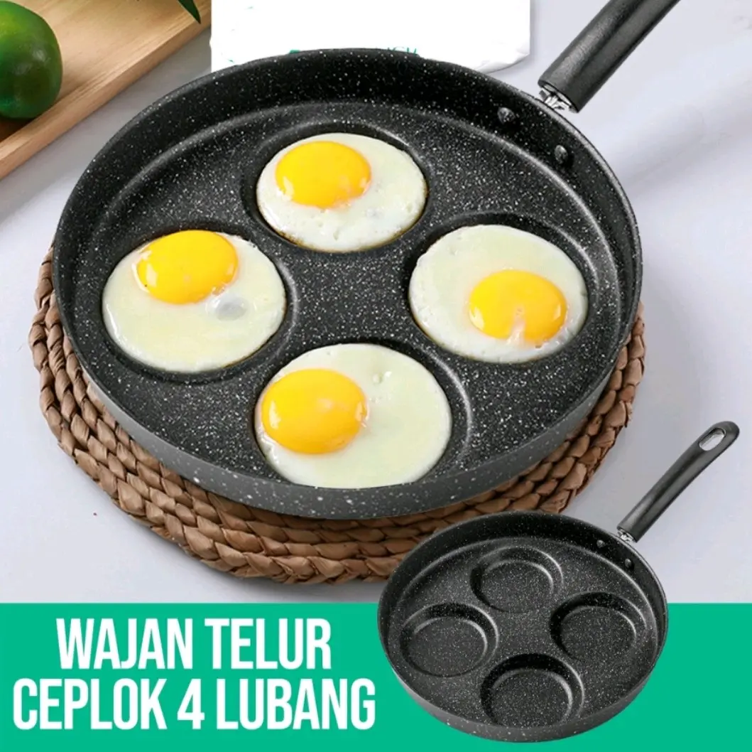 Panci wajan Penggorengan Telur Pancake 4 Lubang Non Stik wajan teflon Anti lengket
