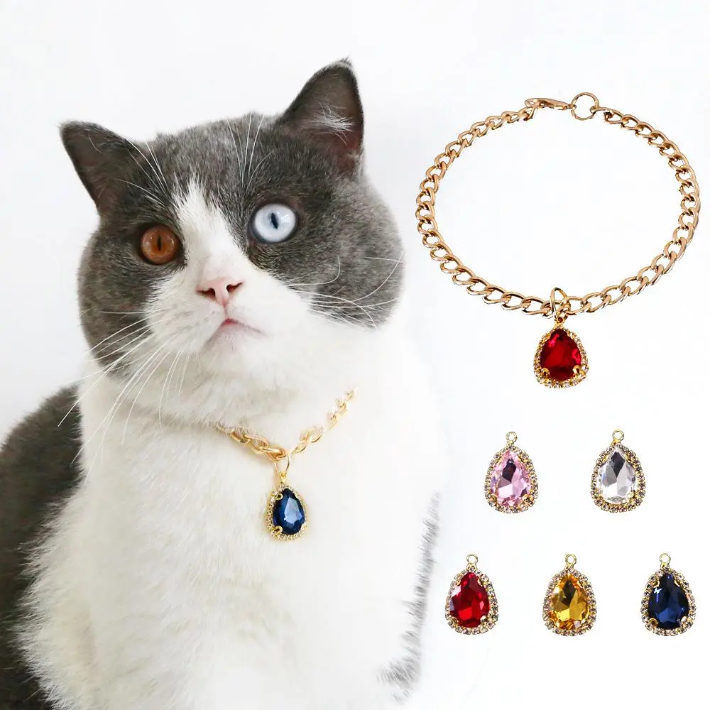 Adjustable Pet Necklace, 1 Count Pet Necklace with Crystal Decor Pendant, Fashionable Pet Necklace, Pet Accessories for Dog & Cat, Christmas Gift