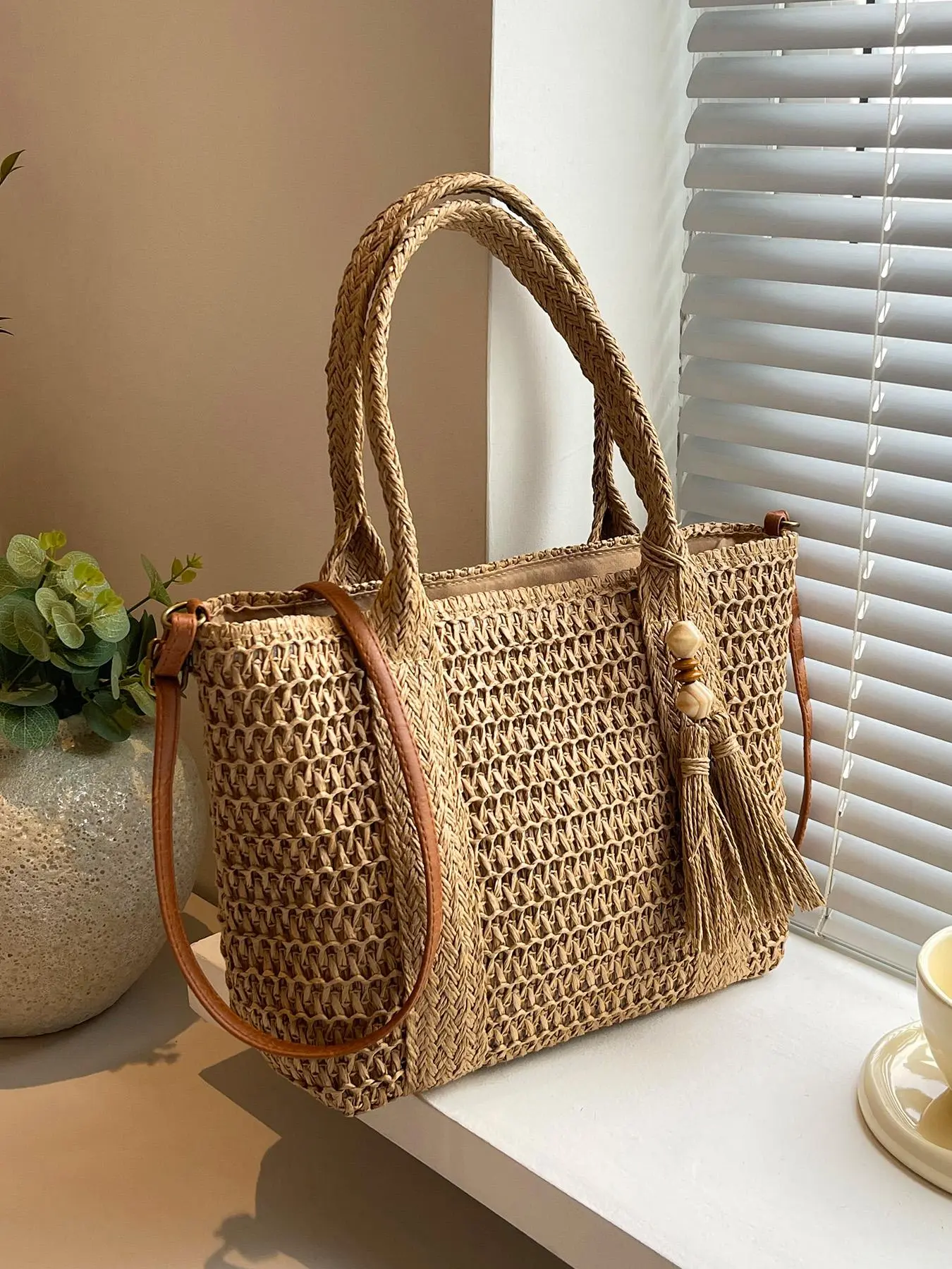 Women's Fashionable Straw Bag, Casual Versatile Daily Commuting Bag, Trendy High-quality Daily Commuting Bag, Girl Fashionable Shopping Bag