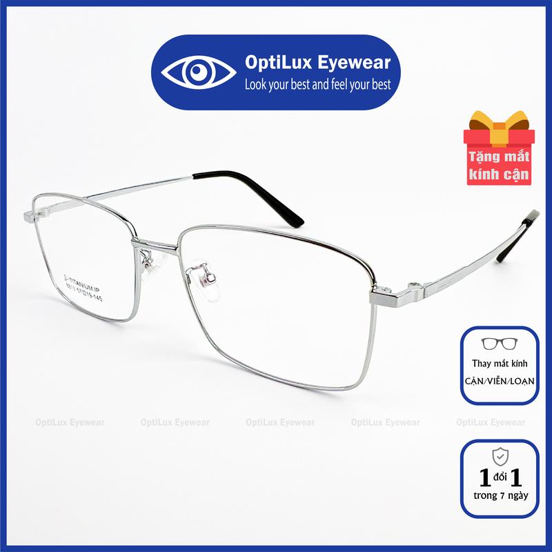 [E16] - Gọng Kính Mắt Cận, Mắt Vuông Chữ Nhật Form To Càng Dẻo Hợp Kim Loại Titanium Cao Cấp, Siêu Bền Đẹp Tốt, Sang Trọng, Lịch Sự, Nam Nữ  (dễ dàng lắp Mắt Kính cận, viễn, lão và Tròng Kính đổi màu)