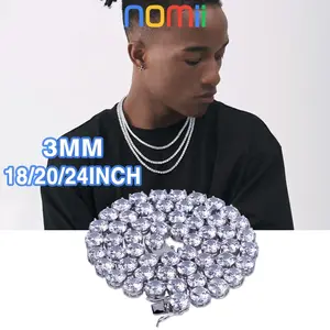 18/20/24 Inch Hip Hop Necklace Tennis Diamond Kristal / Kalung Pernikahan / Kalung Crystal