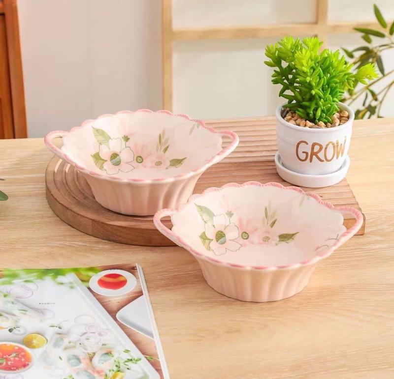 Product Introduction of Bát hoa sứ men hồng kem cực xinh 4
