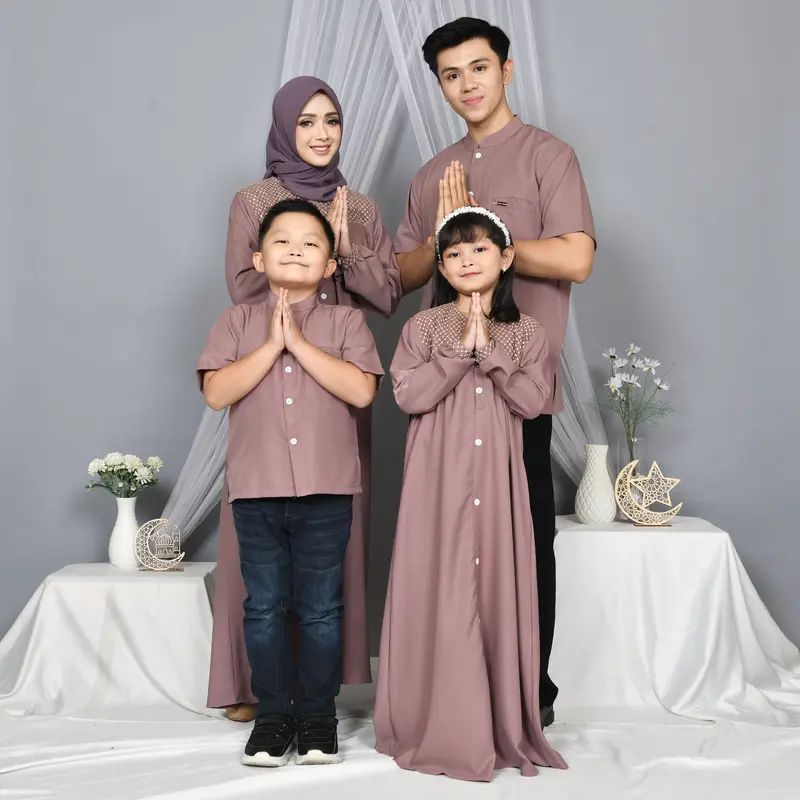 Salsa sarimbit couple keluarga baju dress keluarga mom dress set couple family set sarimbit gamis lebaran keluarga kemeja pasangan keluarga Muslim Wanita 2