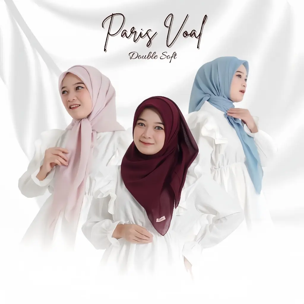 DEYART Hijab Paris Voal Doublesoft Premium Jilbab Polos Segiempat Basic Square Tegak Anti Letoy