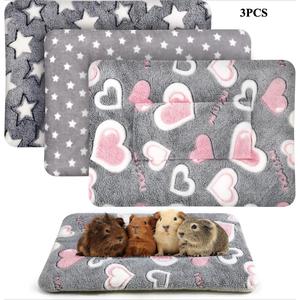 BabyWoof 小動物用ベッド 3枚セット 丸洗い可能 モケット ふわふわ 暖か 保温 うさぎ 猫 ハムスター マウス ハリネズミ チンチラ 毛布 ペットベッド 寝床 巣箱 冬 敷きパッド