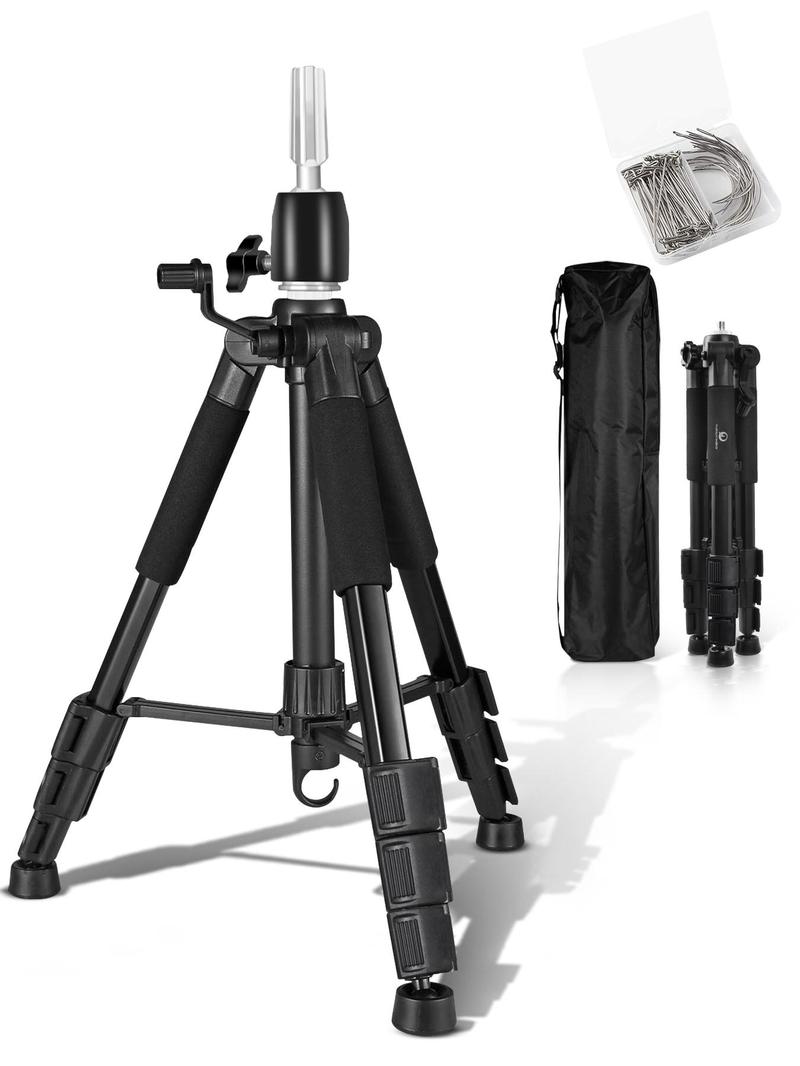 Product Introduction of Wig Stand Tripod, Adjustable Mannequin Head Stand with Hook, Professional Manikin Head Tripod, Hair Extension & Wigs Accessories 0