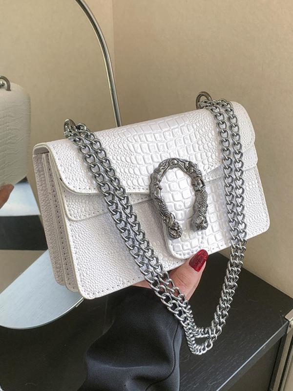 Women's Fashionable Crocodile Embossed Crossbody Bag, Casual Versatile Shoulder Bag for Daily Used, Trendy All-match Commuter Bag 6