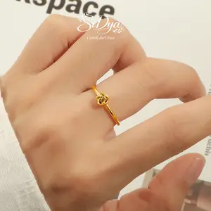 SiDya - Cincin Titanium Bunga Mawar Gaya Korea Wanita Minimalis Sederhana Modis Mewah Elegan
