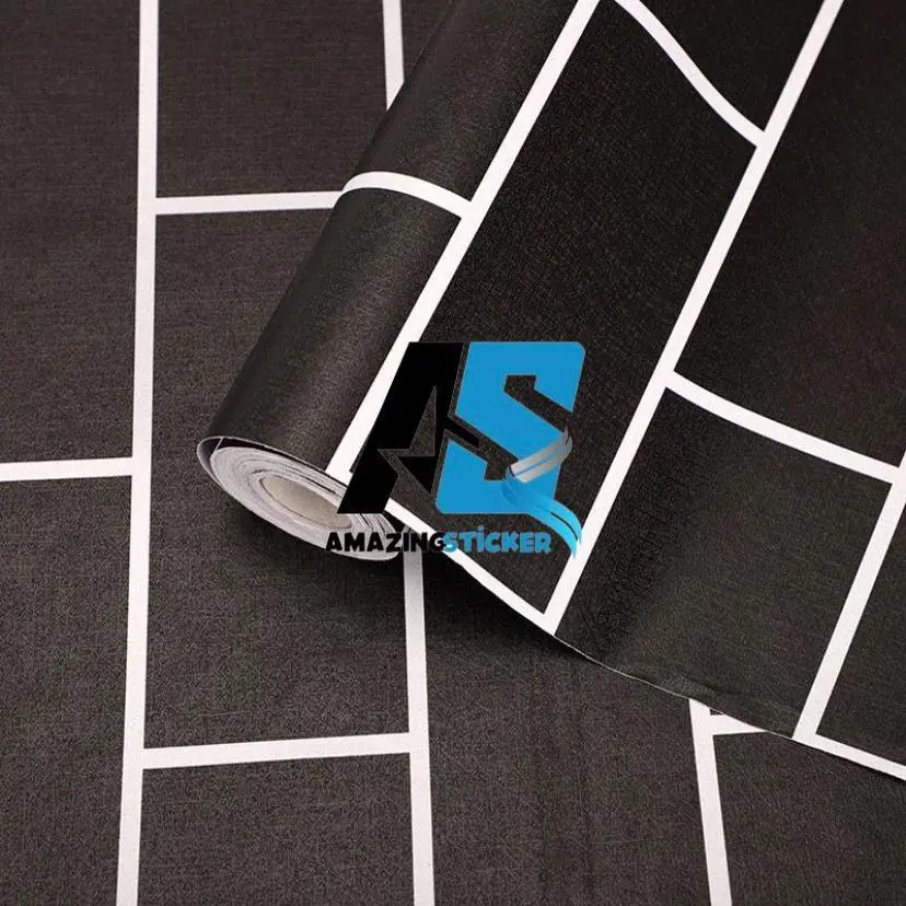 wallpaper dinding 1 meter x 45cm motif bata hitam walpapaper dinding aesthetic stiker kamar tidur cowok best sellerrr