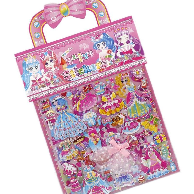 Product Introduction of 2 Sheets/Bag Waterproof Kawaii Stereo Bubble Sticker Princess Dress Up Cartoon 3D Foam Sticker Cute Fun DIY Kids Toy Sticker Kids Prizes 11