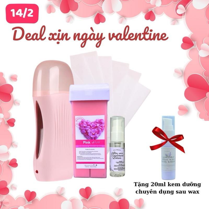 Che tên sp Combo Máy nấu sáp con lăn wax lông cầm tay Depilatory F8. Nấu nhanh trong 10 phút.Tặng kèm 20ml kem dưỡng chuyên dụng.Deal xịn ngày valentine Waxing