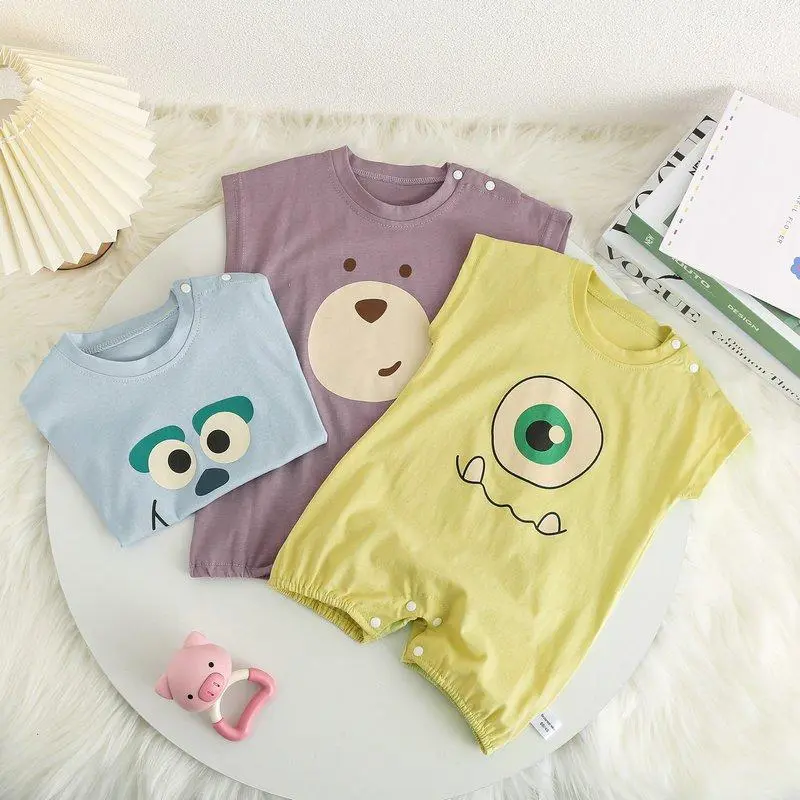 Body Đùi In Hình Ngộ Nghĩnh, Bộ Liền Thân Cộc Tay Chất Thun Lạnh Thoáng Mát, Bodysuit Sơ Sinh 3-12kg
