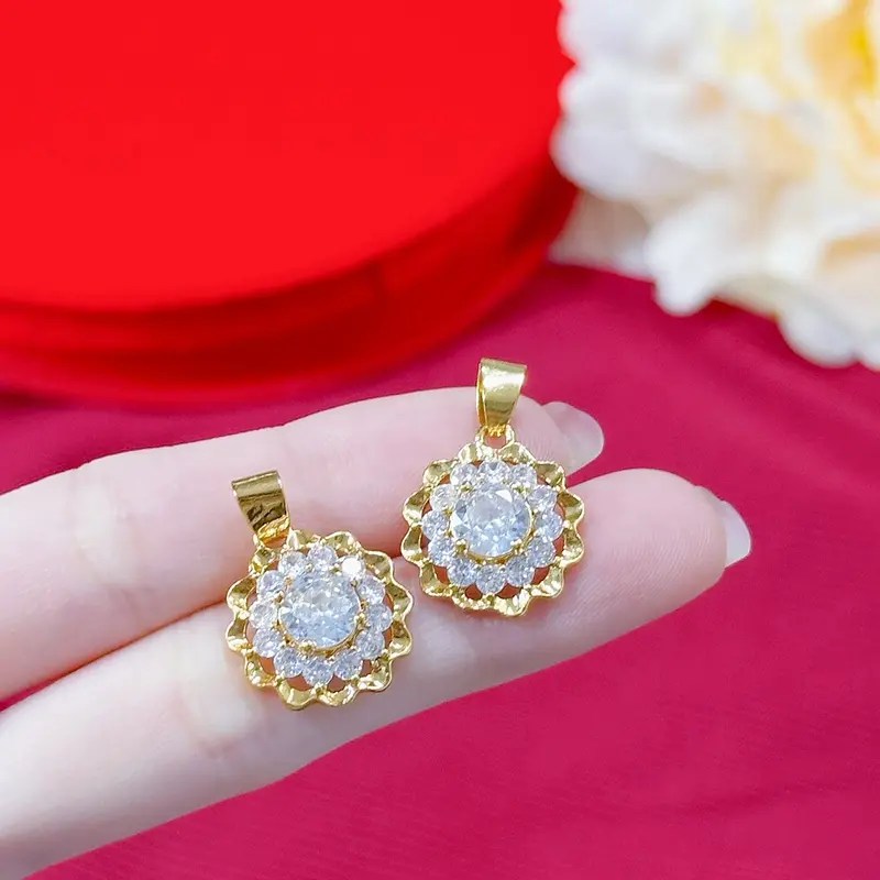 Mặt dây chuyền đồng vàng bền mẫu cánh hoa nhọn 0