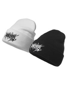 Gorro frío de otoño e invierno en color sólido, bordado con 'Gótico Callejero Punk' por amigos, gorro tejido cálido para otoño e invierno, gorro de esquí tejido, mismo estilo para parejas