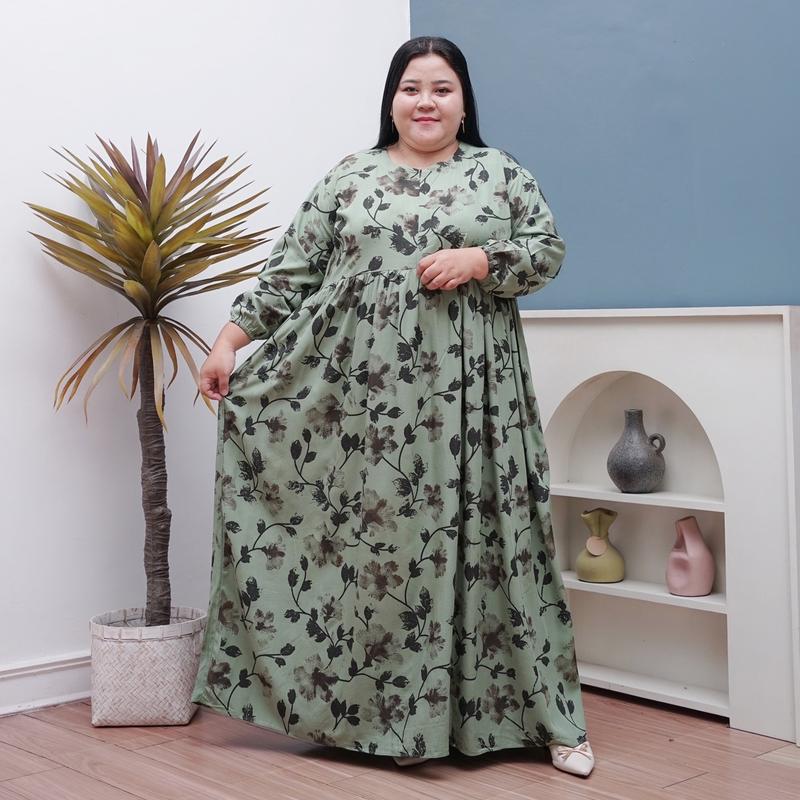GAMIS LILY JUMBO LD 130 BAHAN RAYON PREMIUM BUSUI MUAT BB 100 kg ada saku 4