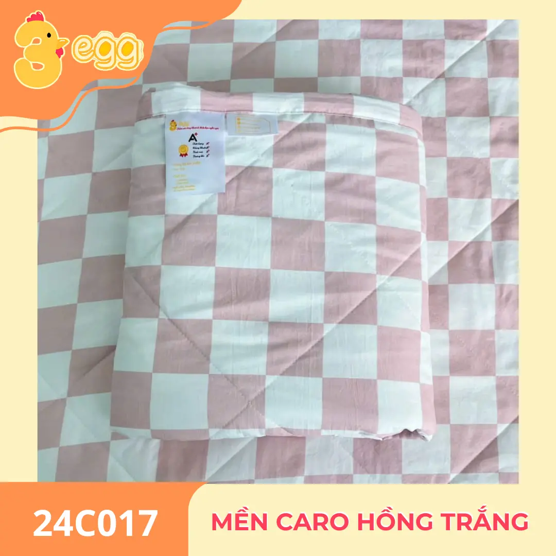Mền caro hồng 100% coton - Thương hiệu uy tín- Kích thước 2mx2m